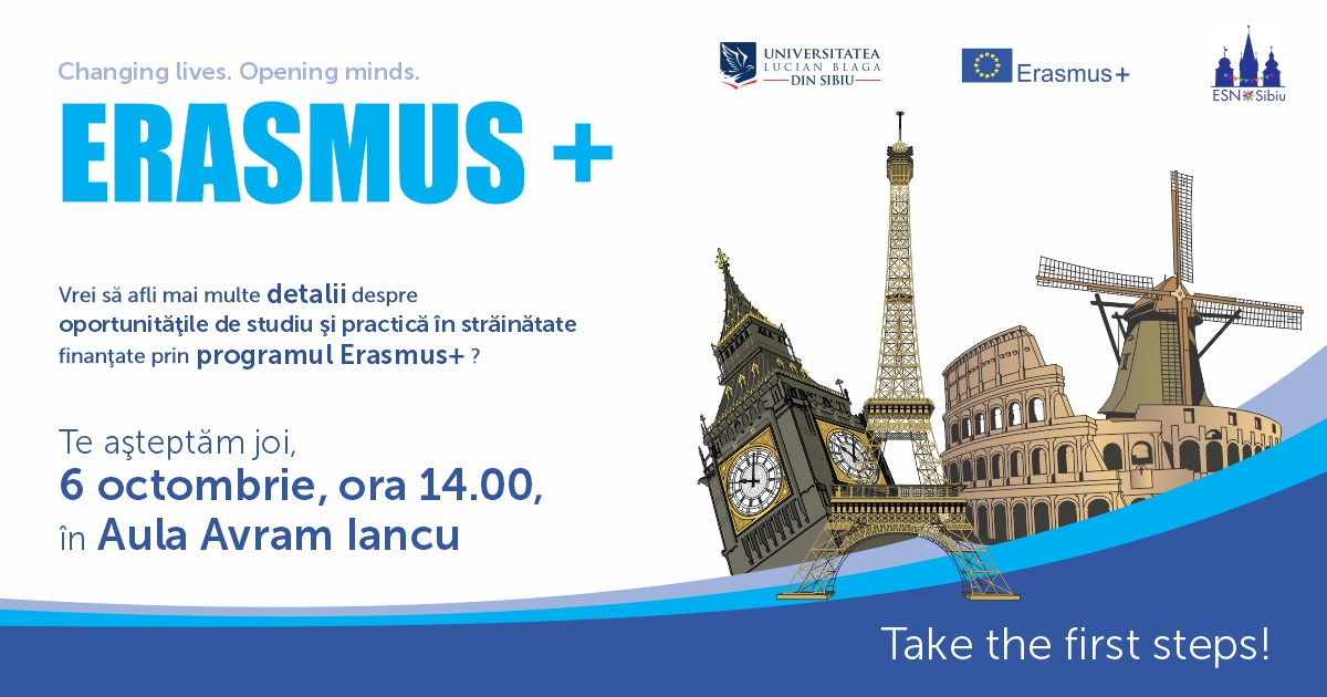 Erasmus+ - Oportunități  de studiu și practică în străinătate